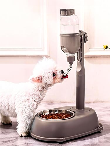 Chazcool Pet Water Dispenser, Pet Standing Water Dispenser Bowl, 2 in 1 500ml Multifunctional Detachable Height with Stand...