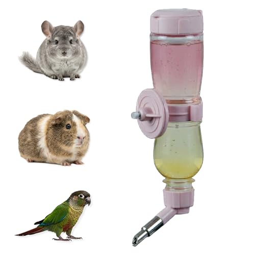 Leak-Proof Small Animal Water Bottle for Chinchillas, Guinea Pigs & Rabbits, Bird & Parrot Water Dispenser (Pink, 8.12oz)