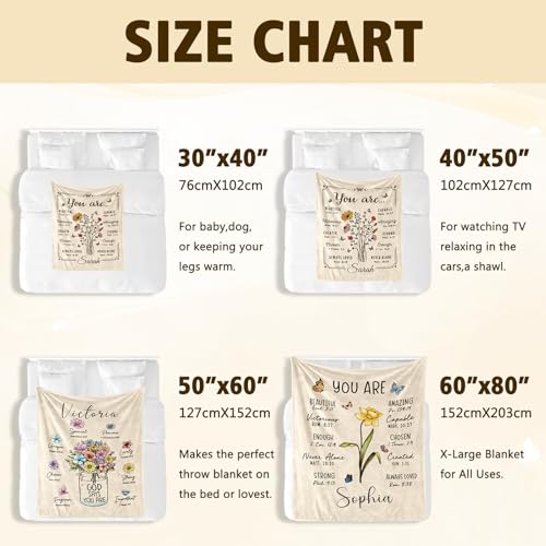 Personalized Christian Gifts for Women, Custom Christian Blanket with Flowers, God Says You Are Floral Inspirational Name ...