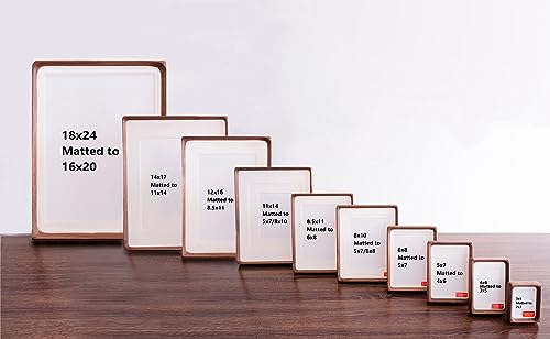 Natural Wood Photo Frames Inspired Tabletop Picture Frame with Mat, Vertical or Horizontal Display (Walnut, 5x7 matted to ...
