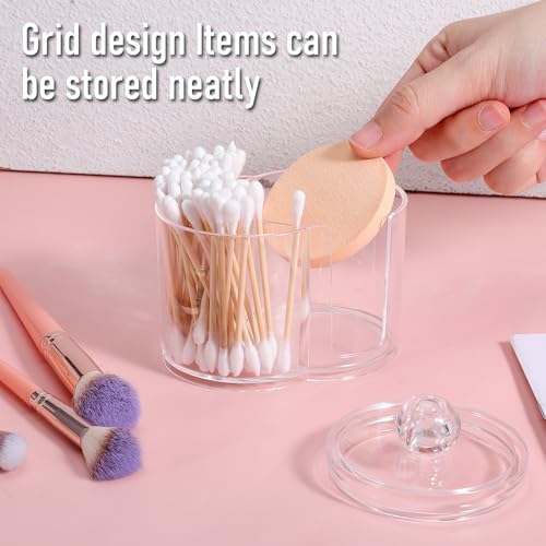 Exclaith Cotton Pad Holder Clear Pvc Cotton Ball Holder Makeup Pad Holders Dual Compartment Cottons Swab Dispenser Vanity ...