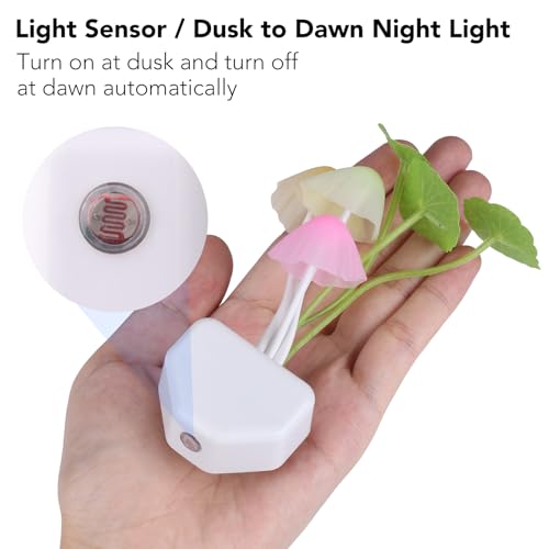 Rienar Sensor Led Night Light, Color Changing Plug-in LED Mushroom Dream Bed Lamp