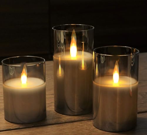 Kiexung Flameless LED Candles, New Analog 3D Wick Battery Powered Candle, Fake Candle with Remote Control & Timer for Dini...