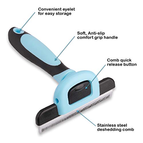 Pets First Professional Pet Brush - Grooming & Deshedding Tool for Cats & Dogs - Reduces Shedding, Dead Hair, Tangles - De...