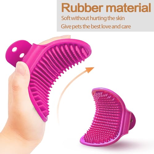 Aoche Dog Bath Brush Pet Bath Comb Brush Soothing Massage Rubber Comb 2pcs with Adjustable Ring Handle for Long Short Hair...