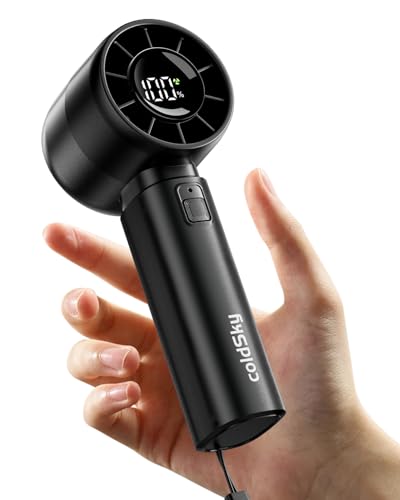 coldSky Portable Handheld Turbo Fan,5 Speeds High Speed Personal Fan With Digital Display,4000mAh Rechargeable Small Fans ...