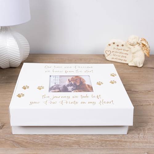 Pavilion Gift Company - Paw Prints On My Heart - Memory Box With 5" x 4" Photo Holder Loss Of Pet Cat Dog Bereavement In M...