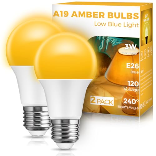 JandCase Amber Light Bulbs for Healthy Sleep, 3W Warm Light Bulbs Blue Light Blocking, Low Watt Light Bulbs 40W Equivalen...