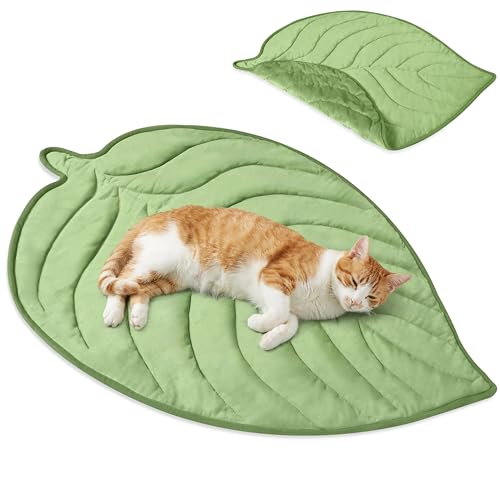 PetAmi Dog Cooling Mat, Leaf Shape, Reversible Cooling Nylon Blanket Soft Fleece Pet Pad for Dogs Cats, Summer All Season ...