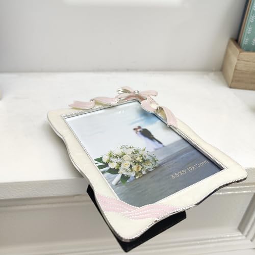 IELEPHONIX Elegant Butterfly Bow Ribbon-Shaped Metal Photo Frame, 3.5 * 5 in 5 * 7in,Decorative Ornate Display for Chrishe...