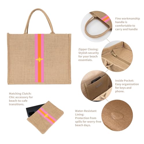 Large Beach Bag Jute Woven Tote