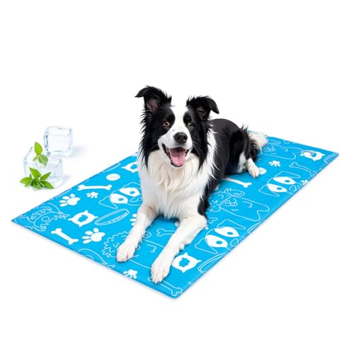 Ownpets Dog Cooling Mat, X-Large 43" x 27" Instant Cooling Pet Pad, Thickened Portable Pet Cool Pad for Dogs and Cats, Lea...
