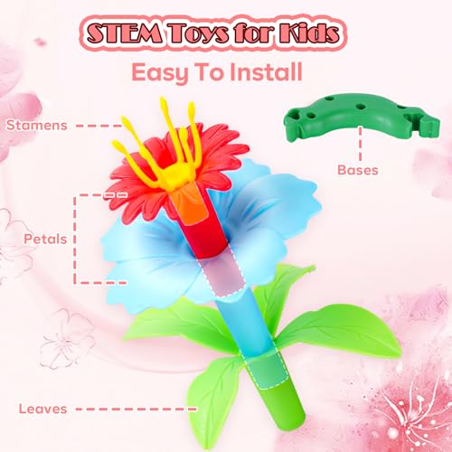 FUNZBO Girl Flower Garden Building Toys Set - Birthday Gifts for Age 2 3 4 5 6 Years Old Girls, STEM Montessori Educationa...