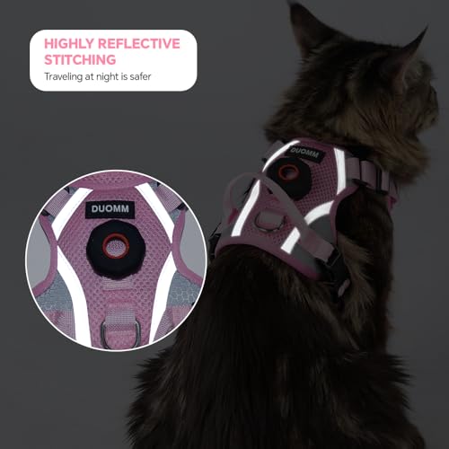 Cat Harness and Leash Set with AirTag Holder: Upgraded Escape Proof Vest with Lead for Small Dog Puppy Large Cat Walking，S...