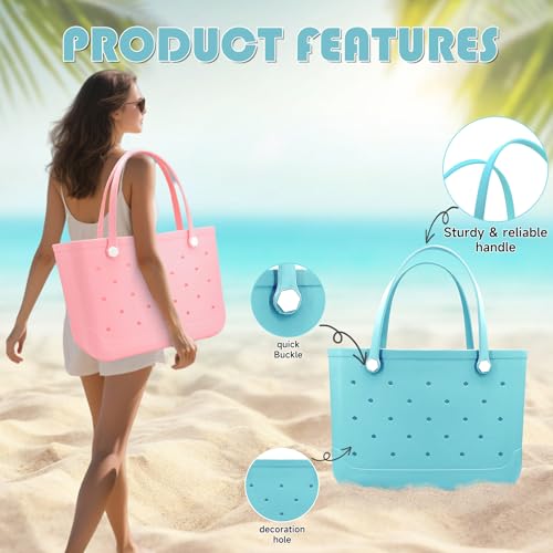 CXY Rubber Beach Bag, Waterproof Travel Tote bag for Women Outdoor Summer Beach Tote Washable Bag Open Handbag for Daily
