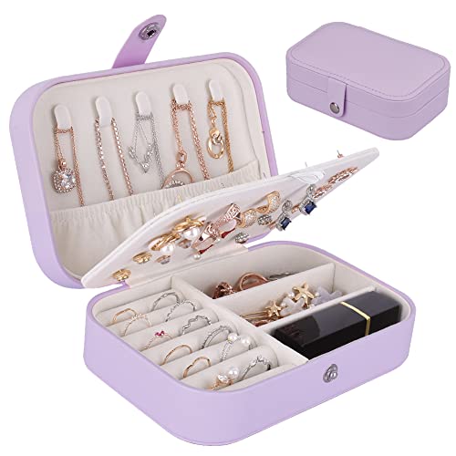 jiemei Jewelry Box, Travel Jewelry Organizer Cases with Doubel Layer for Women’s Necklace Earrings Rings and Travel Access...