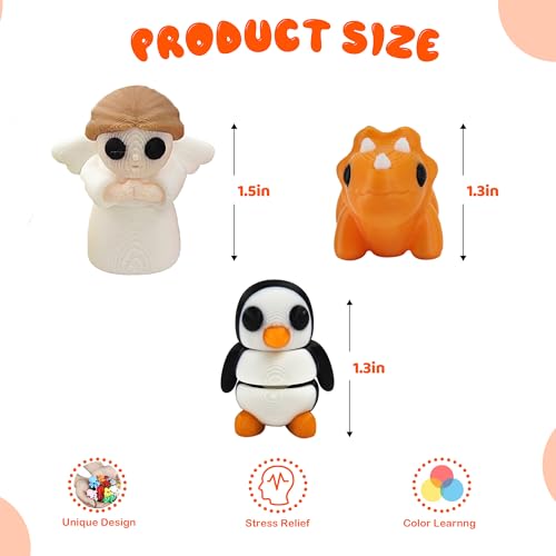 50 pcs Animal Figurines, 3D Printed Animal Figurines Set, Articulated, Party Favors, Pocket Fidget Toys Bulk, Goodie Bag S...