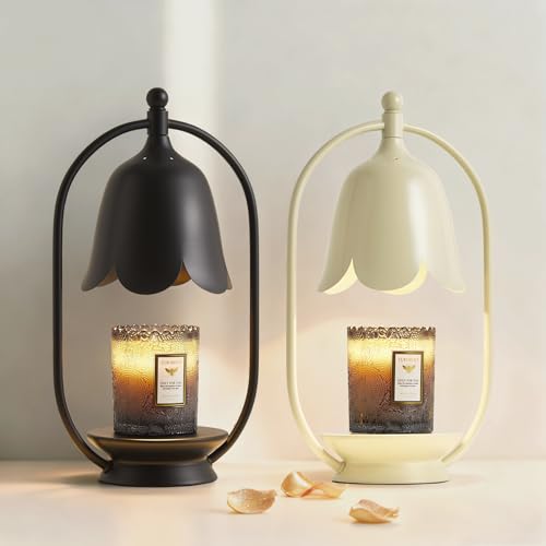 Mahbahole Beige Flower Candle Warmer Lamp, Christmas Gift New Year Present Wedding Lamp - Timer Dimmable, Bedroom House Ae...
