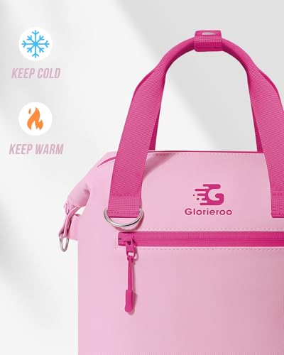 GLORIEROO Pastel Lunch Box Women | Insulated Waterproof Leakproof Lunch Bag Cooler | Adjustable Strap | BPA-Free