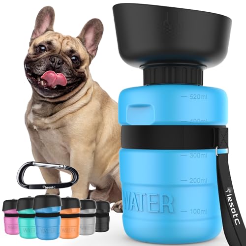 lesotc Dog Water Bottle, Portable Water Dispenser with Bowl, Leak Proof Pet Travel Squeeze Bottle, Puppy Essentials Dog St...