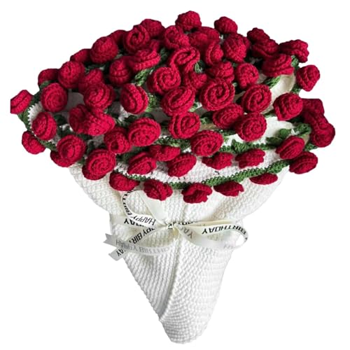 Tinkllicoy Finished Flower Bouquet Blanket, Crochet Rose Knitted Throw Blanket Crochet Flowers Romantic Gifts for Women Mo...
