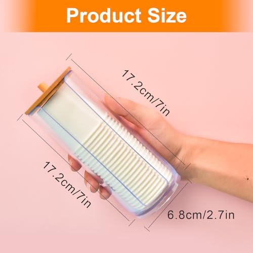 AIMIXUN 2 Pcs Cotton Round Holder, Cotton Pad Holder with Bamboo Lids, Makeup Storage Cotton Pad Dispenser Bathroom Canist...