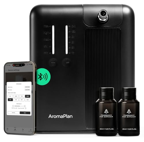 AromaPlan 5 Star Collection Cold Air Scent Diffuser, Whole House (2 Scents Included)- Waterless Smart Aroma, Scent &Time A...
