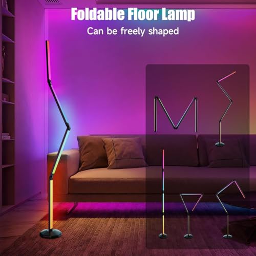 Electight Corner Floor Lamp-2200 Lumen Smart Lamp with App and Remote Control, Lamp can be Folded 360°, Music Sync and 16 ...