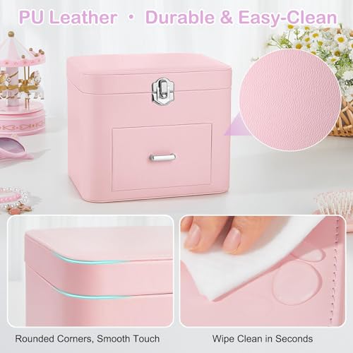 Basumee Musical Jewelry Box for Girls PU Leather Music Box with Drawer Large Kids Jewelry Organizer with Unicorn/Ballerina...