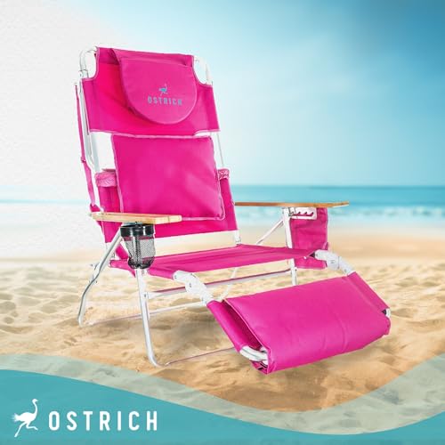 Ostrich the Deluxe 3N1 Lightweight Lawn Beach Reclining Lounge Chair with Footrest, Outdoor Furniture for Patio, Balcony, ...