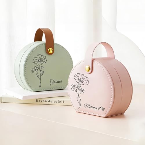 NYLGOXITK Personalized jewelry box with customized name and birth flower shape - Upgradable LED lights + mirror version - ...