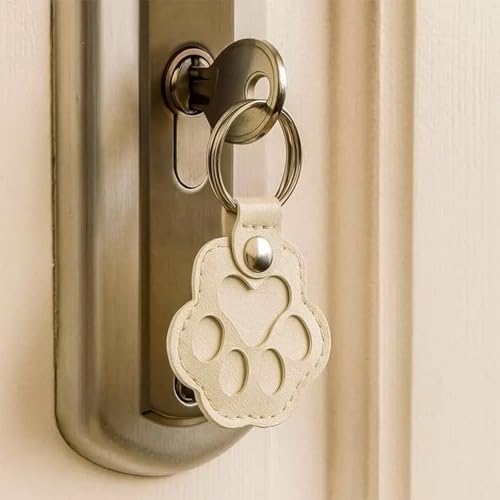 3 Pcs Pet Paw Shaped Leather Keychain, Pet Hair Memorial Keyring,Fur Collection Gift for Cat and Dog Hair Storage