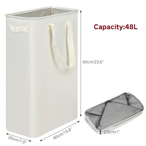 efluky Slim Laundry Basket, Narrow Laundry Hamper with Handles, Collapsible Dirty Clothes Hamper, Tall Laundry Bin for Lau...