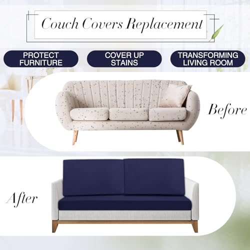 Newwiee 8 Pcs Stretch Patio Outdoor Cushion Covers Replacement for 4 Backrests and 4 Patio Cushions Covers, Waterproof Cou...