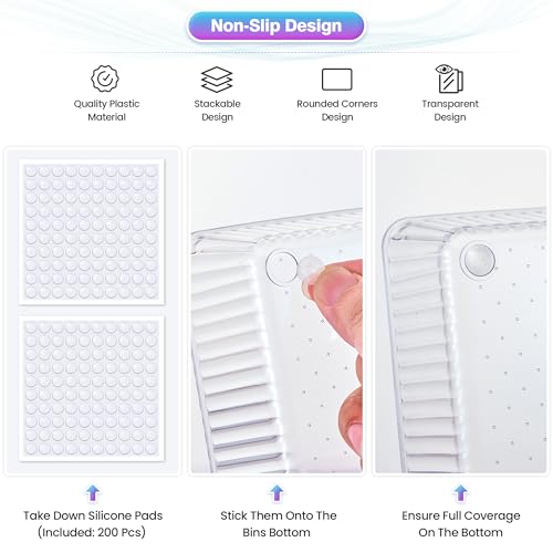 Okylvve 25 PCS Clear Plastic Drawer Organizer Set - 4 Sizes Makeup Organizer Desk Drawer Divider Bathroom Organizers and S...