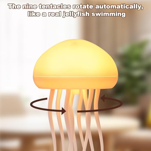 BomKra Jellyfish Lamp, Voice Control Jellyfish Lamp with Dancing Legs, RGB Gradient Jellyfish Bedside Lamp, Rechargeable J...
