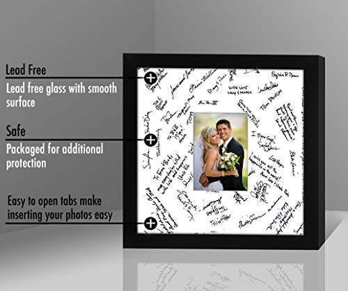 Americanflat 14x14 Wedding Signature Frame with Shatter-Resistant Glass - Use as 5x7 Frame with Mat or Display 14x14 Photo...