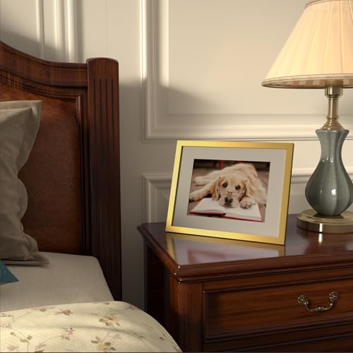 HappyHapi 8.5x11 Picture Frame Gold, Gold Picture Frames Display Photos 6x8 with Mat or 8.5x11 Without Mat, 1 Pack Plastic...