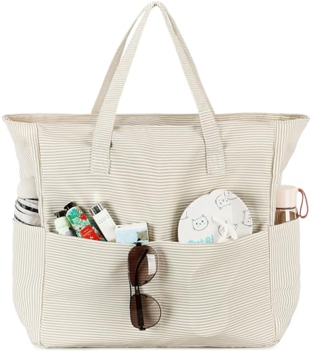 LEDAOU Large Beach Bag Women Waterproof Sandproof Zipper Beach Tote Pool Bag for Swim Gym Grocery Travel with Wet Pocket |...