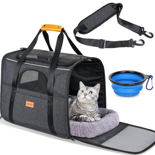 Morpilot Cat Carrier - Cat Carrier Soft for Medium or Large Cats up to 20lbs, with Dual-Sided Cushion, Secure Buckle and F...