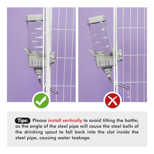 Vannon Small Animal Water Dispenser for Cage, 30oz Auto Feeding Crate Water Bottle for Rabbit, Chinchilla, Ferret, Guinea ...