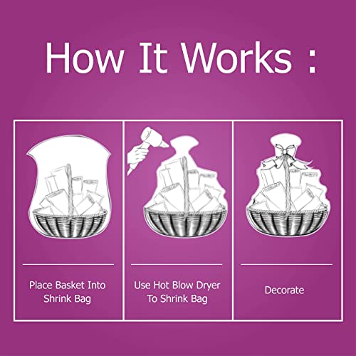 Purple Q Crafts Jumbo Shrink Wrap 40"x50" 5 Pack Basket Bags for Gift Baskets Clear Cellophane PVC Shrink Bags