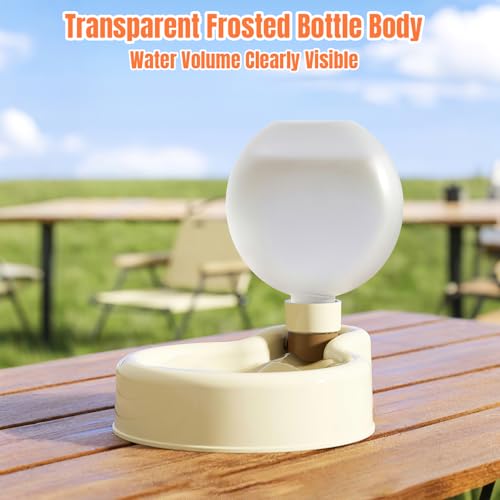 Bigpomelos Dog Water Bottle (Foldable Portable) - Cream White 16.9oz Food-Grade Pet Water Dispenser with Bowl, for Dog Wal...
