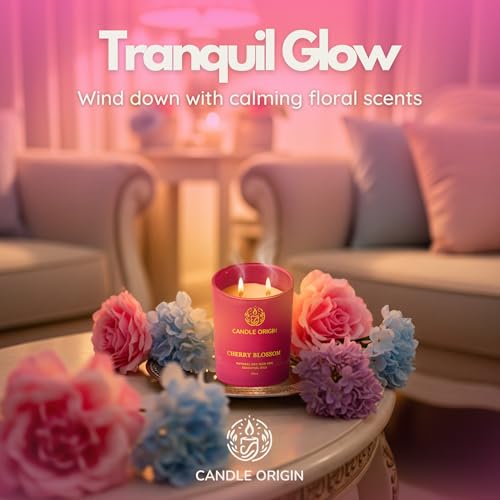 Flowery Candle Gift Set for Women - 3 Pack Scented Soy Candles Non Toxic - 10 Ounce Aromatherapy Candles for Home Decor - ...