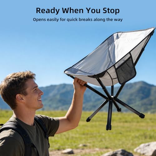 NJZ Lightweight Folding Camping Chair — Compact & Easy to Use, Portable Chair for Everyday Outdoor Comfort, Beach, Campin...