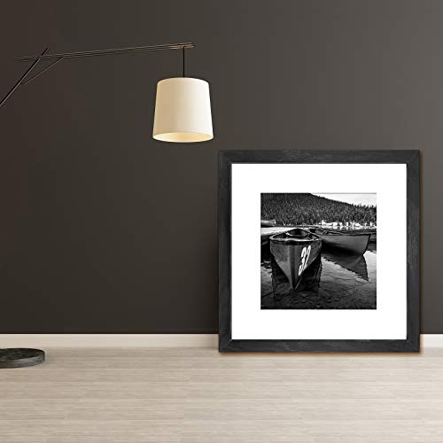 Soonrada 12x12 Picture Frame Matted to Fit Photos 8x8 or 12 x 12 Pictures Without Mat, 12 by 12 Square Solid Wood Black Pi...