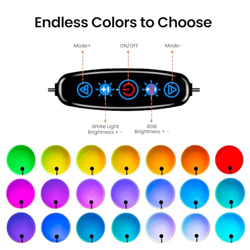 Tsrarey Sunset Lamp Projection, Not Only 21 Colors Sunset Lights, 180 Degree Rotation Led Light, Push Button Switch & APP ...