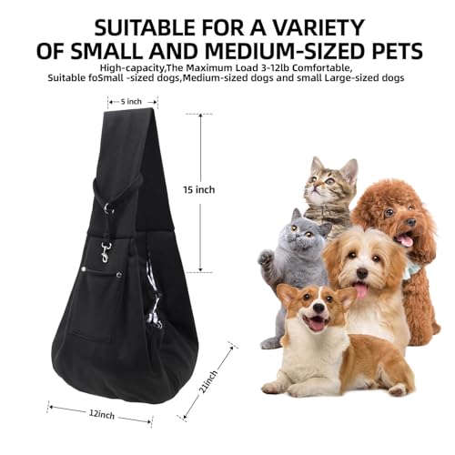 Dog Carrier Sling - Reversible Puppy Carrier Purse with Storage Pocket, Hand-Free Dog Sling Carrier for Carry Small Dogs a...