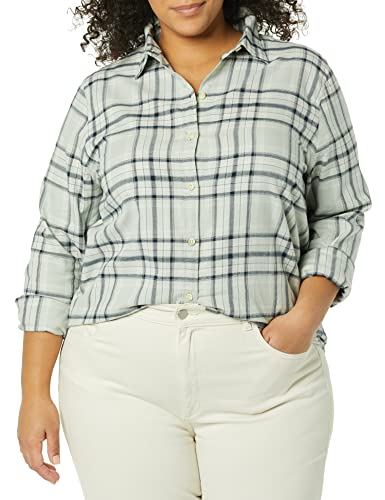 Amazon Essentials Women's Regular-Fit Long-Sleeve Lightweight Plaid Flannel Shirt