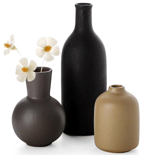 Ceramic Vase, Flower Vases Set of 3 Living Room Decor, Farmhouse Decor, Decorative Vase for Home Coffee Table, Book Shelf,...